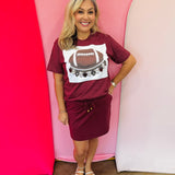 Jewel Collared Maroon Football Tee