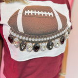 Jewel Collared Maroon Football Tee
