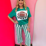 Jewel Collared Green Football Tee