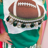 Jewel Collared Green Football Tee