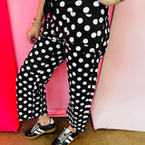 Black Polka Dot Barrel Pants