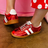 Corky's Heads Up Red Metallic Sneakers