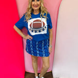 Jewel Collared Royal Blue Football Tee