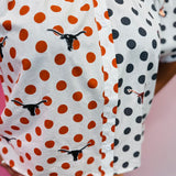 Queen Of Sparkles Licensed Texas Mascot Polka Dot Colorblock Button Up Top