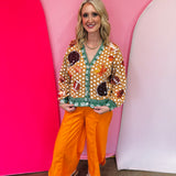 Queen Of Sparkles Light Brown Polka Dot Fall Football Button Up Cardigan