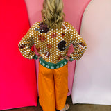 Queen Of Sparkles Light Brown Polka Dot Fall Football Button Up Cardigan