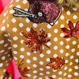 Queen Of Sparkles Light Brown Polka Dot Fall Football Button Up Cardigan