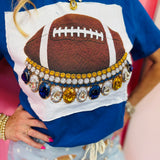 Jewel Collared Royal Blue & Yellow Football Tee