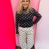 Black & Gold Polka Dot Mesh Top