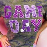 Purple Game Day Appliquéd Camo Tee