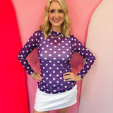 Purple & White Polka Dot Mesh Top