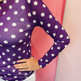 Purple & White Polka Dot Mesh Top