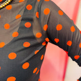 Black & Orange Polka Dot Mesh Top