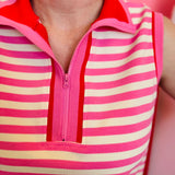 Pink & Red Stripe Skort Set