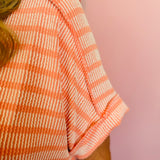 Coral Raised Ribbed Striped Top
