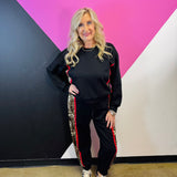 Black Leopard Contrast Pants