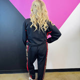 Black Leopard Contrast Pants
