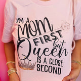 Pink I'm A Mom First Bling Tee