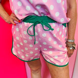 Pink Polka Dot Contrast Edge Short Set