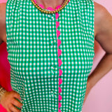 Green Gingham Scallop Dress