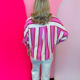 Pink Stripe Button Top