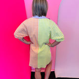 Colorblock Gingham Dress
