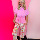 Watercolor Floral Wide Leg Pants