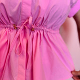 Pink Peplum Tie Blouse
