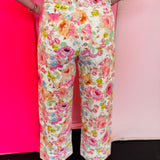 Watercolor Floral Wide Leg Pants