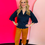 Tangerine Ruffled Hem Pants