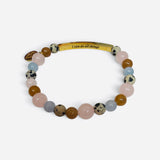 Multicolor natural stone bracelet with gold-tone bar engraved I Can Do All Things.