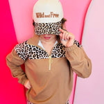 Off-white Wild and Free hat with leopard print bill and puff embroidery.