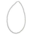 Waterproof 6mm silver beaded necklace with polished round beads.