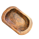 Rustic Media Bowl handcrafted from Spanish Oak, perfect for décor with rough-hewn texture.