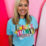Comfort Colors motherhood graphic tee with leopard print, zebra stripes, hearts, checkered details, and bow