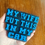 Funny car freshener with text hanging from mirror with long lasting scent