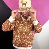 Oh Deer hat with embroidered deer design, printed bill, and adjustable closure.