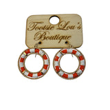 Orange Stripe Circle Earring