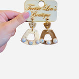 handmade clay gold and pearl earrings 