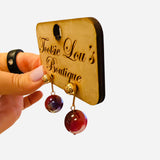 Burgundy Drop Earrings (Water Resistant)
