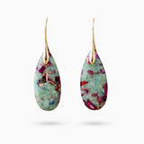 Rosy Reef Jasper teardrop earrings featuring natural stone patterns and elegant teardrop shapes.