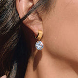 Round Solitaire Huggie Earrings (Water Resistant)