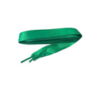 Silk green shoelaces with glossy finish
