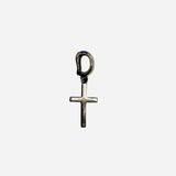 Silver cross scarf charm with polished finish and clasp closure
