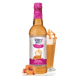 Skinny Mixes sugar free caramel macchiato syrup bottle with coffeehouse-inspired flavor.