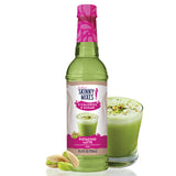 Skinny Mixes sugar free pistachio syrup bottle with rich nutty flavor.