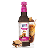 Skinny Mixes sugar free s’mores syrup bottle with marshmallow and chocolate flavor.