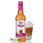 Skinny Mixes sugar free vanilla syrup bottle with rich creamy vanilla flavor.