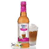 Skinny Mixes sugar free vanilla syrup bottle with rich creamy vanilla flavor.