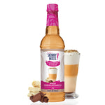 Skinny Mixes sugar free white chocolate mocha syrup bottle with creamy coffee flavor.